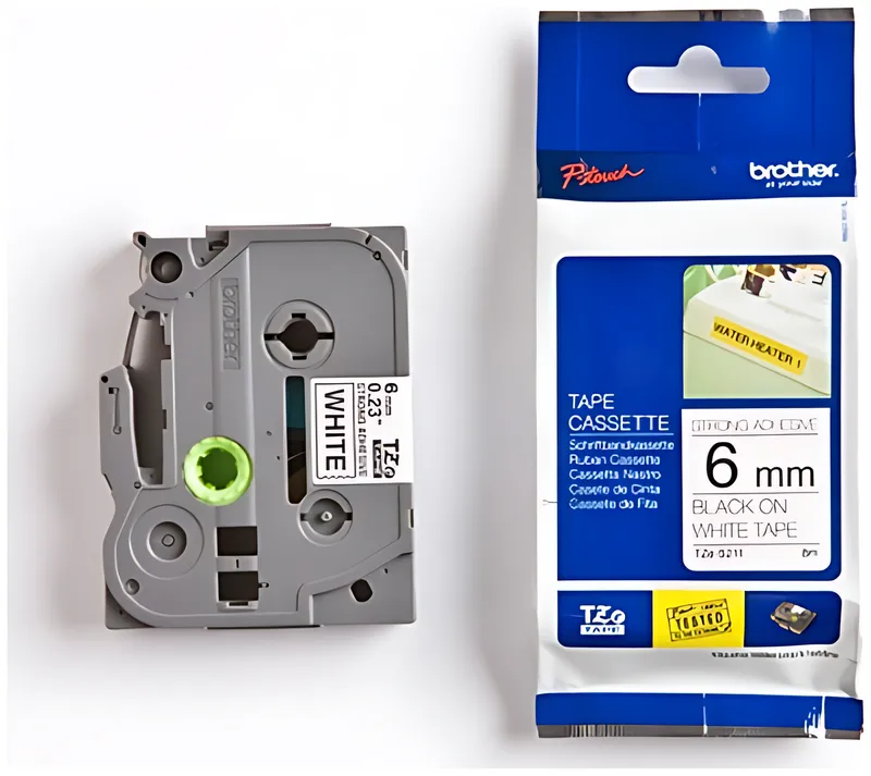 Brother TZE-S211 DirectLabel schwarz auf weiss extra stark Laminat 6mm x 8m