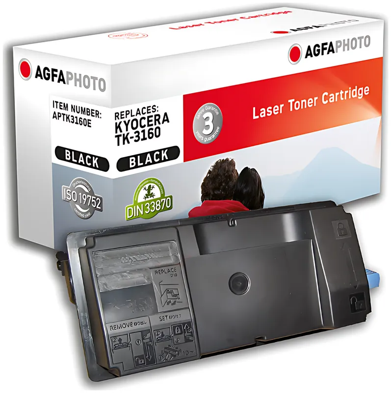AgfaPhoto APTK3160E Toner-Kit + Resttonerbehälter, 12.500 Seiten 340 Gramm (ersetzt Kyocera TK-3160)