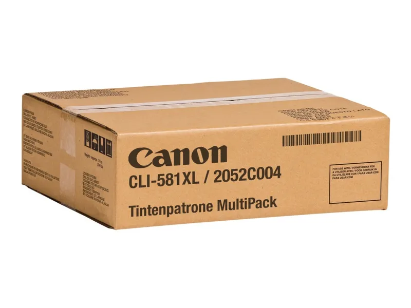 Canon 2052C004/CLI-581XL Tintenpatrone MultiPack Bk,C,M,Y High-Capacity Blister + Fotopapier 50 Blatt, 4x3.120 Seiten ISO/IEC 19752 8,3ml VE=4