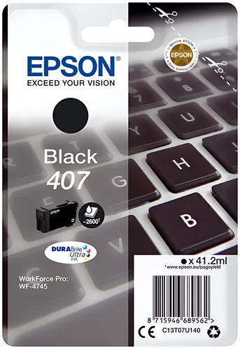 Epson C13T07U140/407 Tintenpatrone schwarz, 2.600 Seiten ISO/IEC 19752 41,2ml