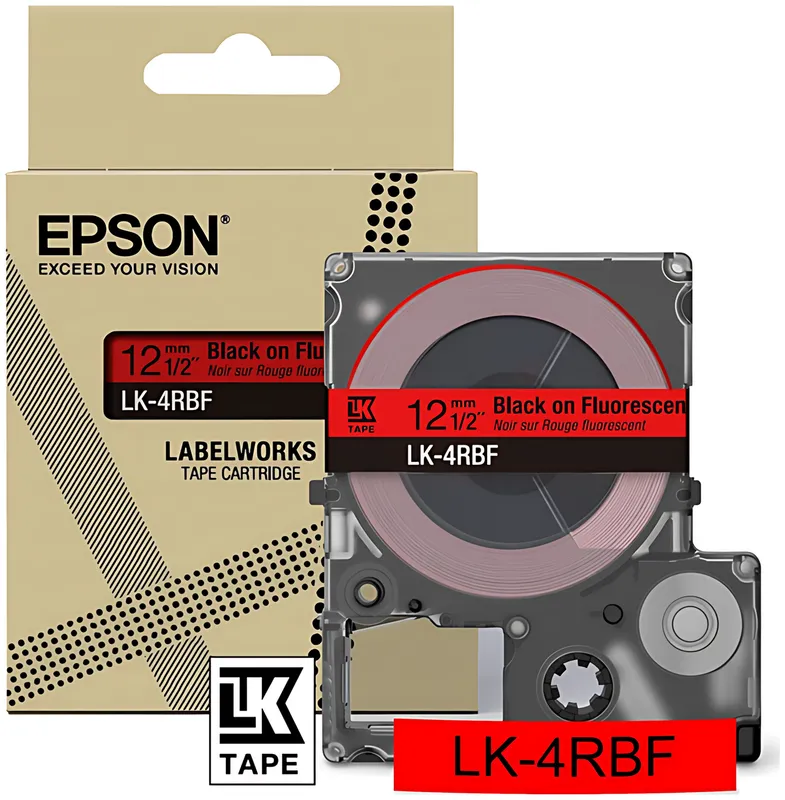 Epson C53S672099/LK-4RBF DirectLabel-Etiketten schwarz auf rot fluorescent 12mm x 8m