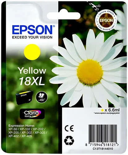 Epson C13T18144012/18XL Tintenpatrone gelb High-Capacity, 450 Seiten 6,6ml
