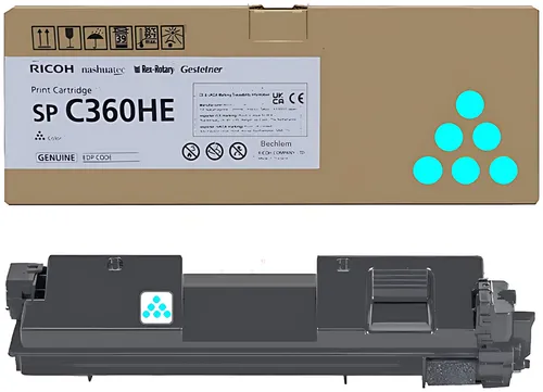 Ricoh 408185/SPC360HE Toner-Kit cyan High-Capacity, 5.000 Seiten ISO/IEC 19752