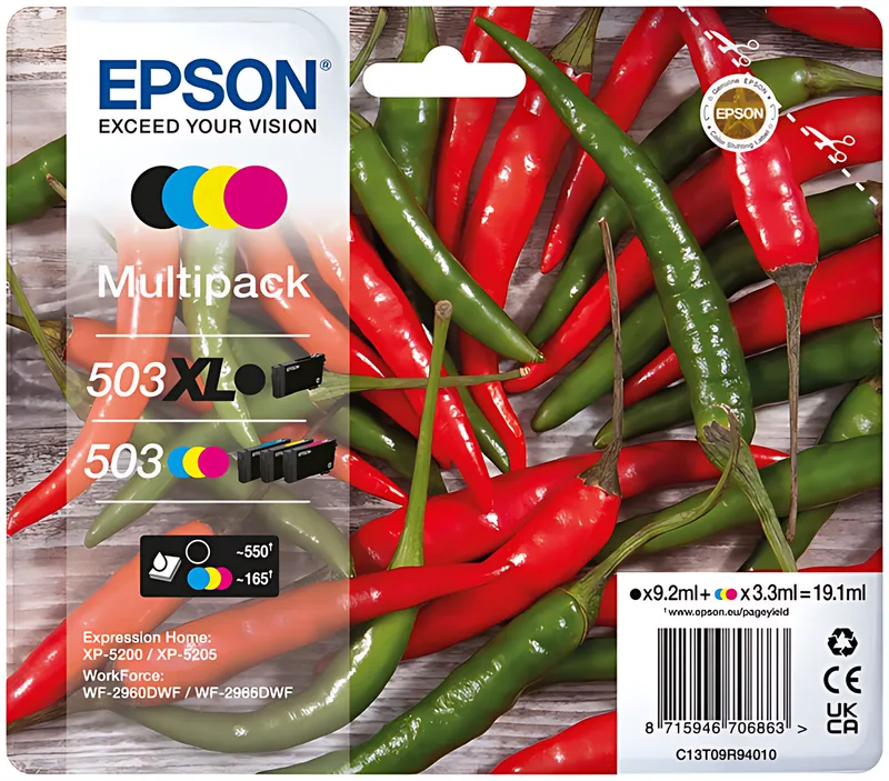 Epson C13T09R94010/503XL/503 Tintenpatrone MultiPack Bk,C,M,Y 550pg + 3x165pg VE=4
