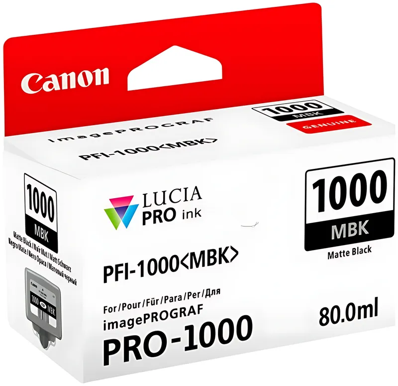 Canon 0545C001/PFI-1000MBK Tintenpatrone schwarz matt, 5.490 Seiten 80ml