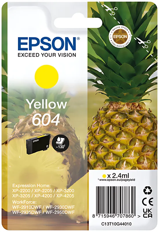 Epson C13T10G44010/604 Tintenpatrone gelb, 130 Seiten 2,4ml