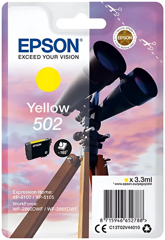 Epson C13T02V44010/502 Tintenpatrone gelb, 160 Seiten 3,3ml