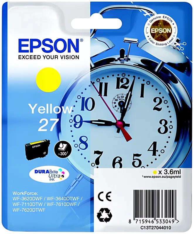 Epson C13T27044012/27 Tintenpatrone gelb, 300 Seiten 3,6ml