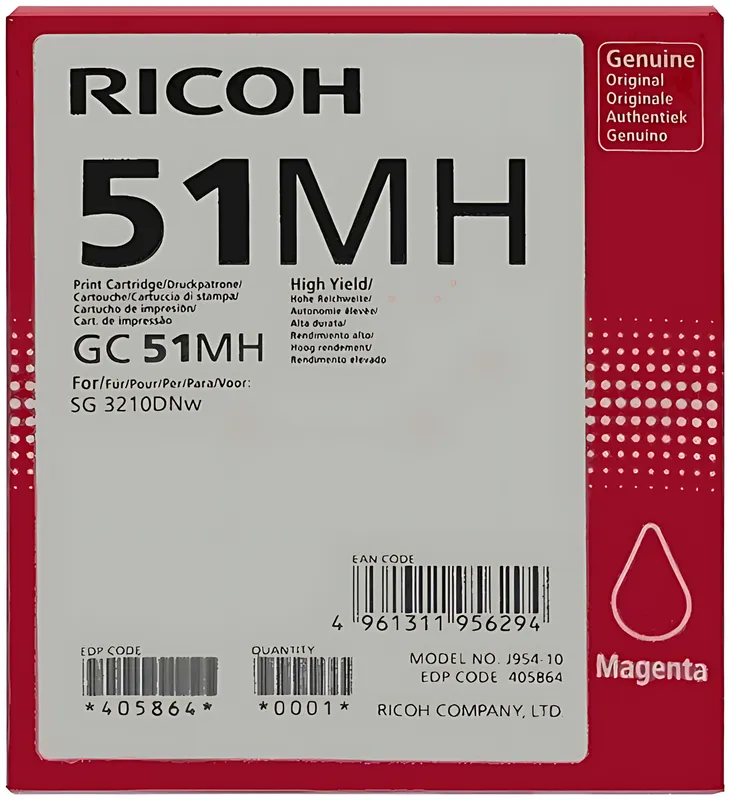 Ricoh 405864/GC-51MH Tintenpatrone magenta, 2.500 Seiten ISO/IEC 24711