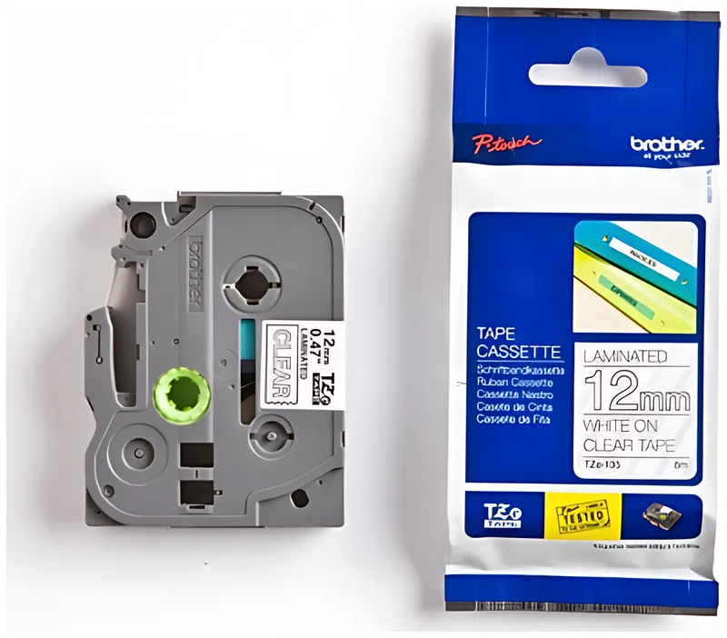 Brother TZE-135 DirectLabel weiss auf Transparent Laminat 12mm x 8m