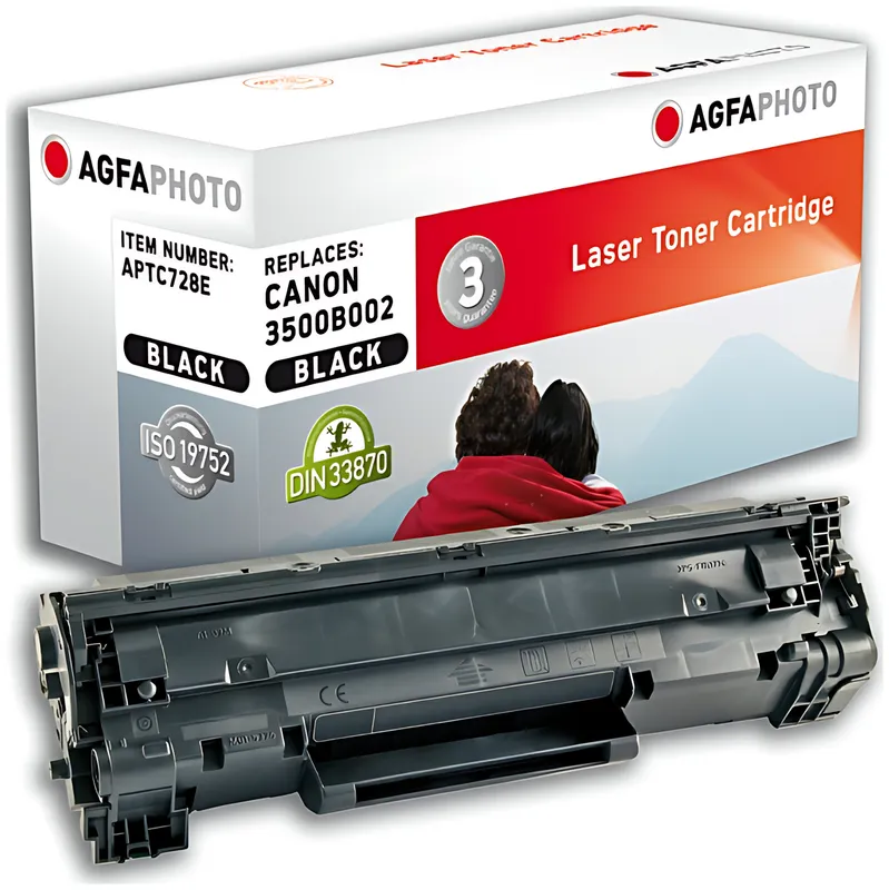 AgfaPhoto APTC728E Tonerkartusche schwarz, 2.100 Seiten ISO/IEC 19752 73 Gramm (ersetzt Canon 728)