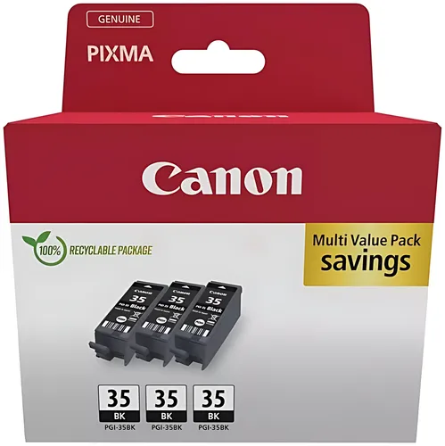 Canon 1509B028/PGI-35BK Tintenpatrone schwarz MultiPack, 3x191 Seiten 9.3ml VE=3