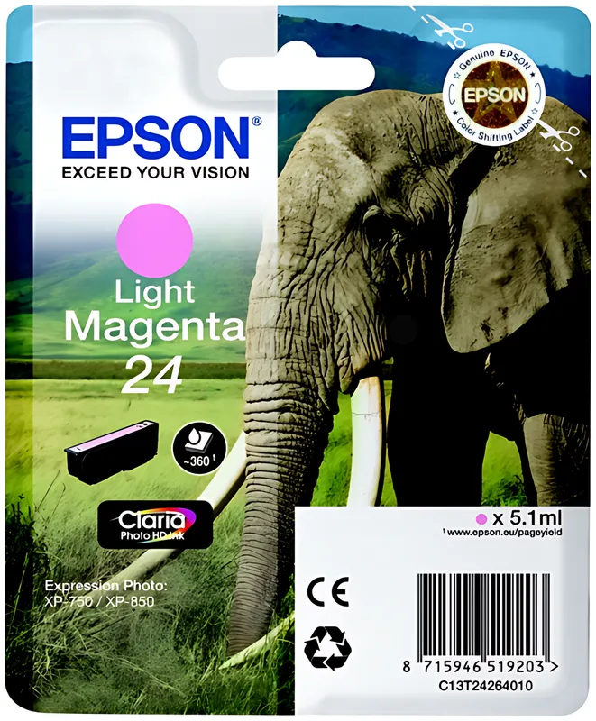 Epson C13T24264012/24 Tintenpatrone magenta hell, 360 Seiten 5,1ml