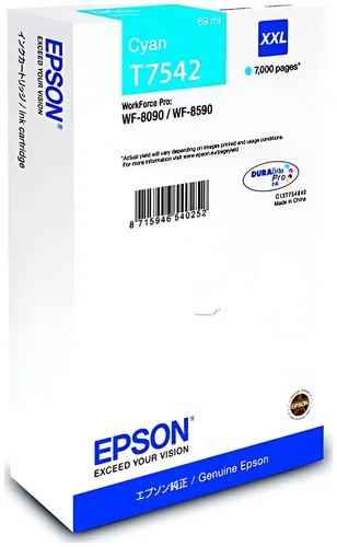 Epson C13T75424N/T7542 Tintenpatrone cyan, 7.000 Seiten ISO/IEC 24711 69ml