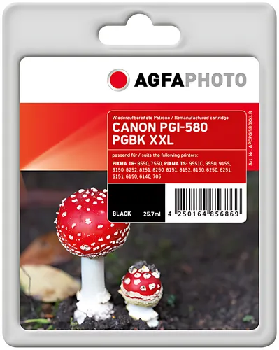 AgfaPhoto APCPGI580XXLB Tintenpatrone schwarz, 600 Seiten 22ml (ersetzt Canon PGI-580PGBKXXL)