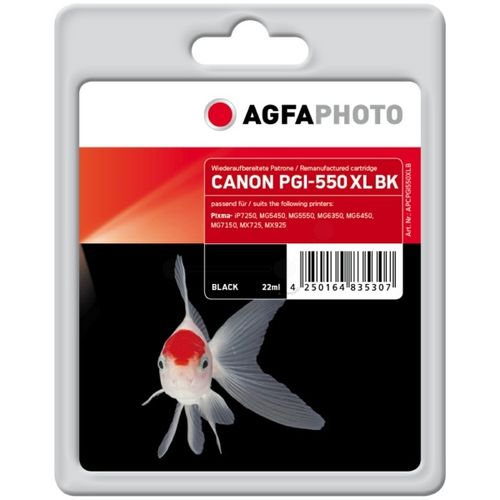 AgfaPhoto APCPGI550XLB Tintenpatrone schwarz pigmentiert, 730 Seiten 22ml (ersetzt Canon PGI-550PGBKXL)