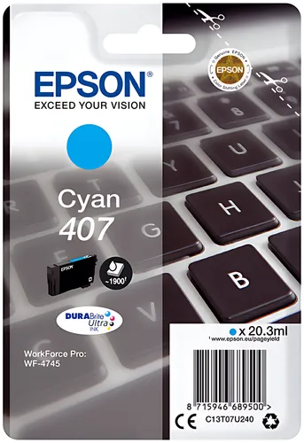 Epson C13T07U240/407 Tintenpatrone cyan, 1.900 Seiten ISO/IEC 19752 20,3ml