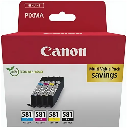 Canon 2103C007/CLI-581 Tintenpatrone MultiPack Bk,C,M,Y Blister 5.6ml VE=4