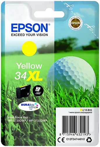 Epson C13T34744010/34XL Tintenpatrone gelb High-Capacity, 950 Seiten 10,8ml
