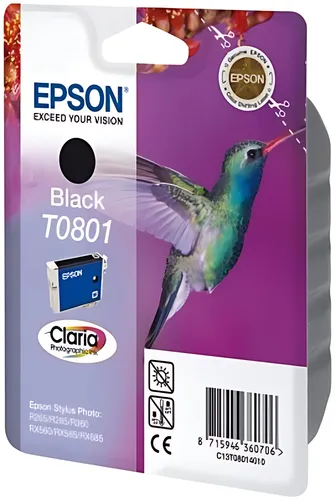 Epson C13T08014011/T0801 Tintenpatrone schwarz, 330 Seiten ISO/IEC 24711 7.4ml