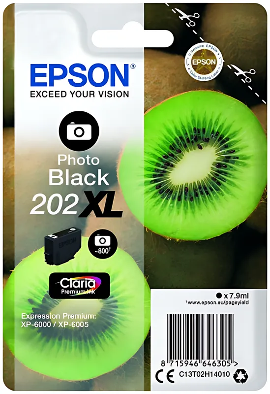 Epson C13T02H14010/202XL Tintenpatrone schwarz foto High-Capacity, 800 Seiten 800 Fotos 7,9ml