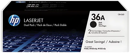 HP CB436AD/36A Tonerkartusche schwarz Doppelpack, 2x2.000 Seiten/5% VE=2