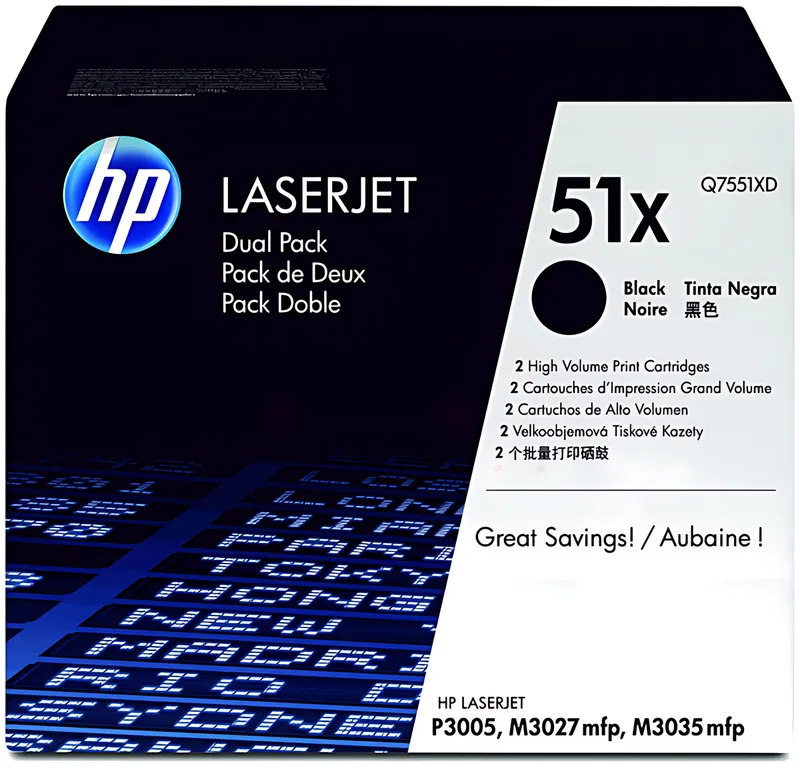 HP Q7551XD/51XD Tonerkartusche schwarz Doppelpack, 2x13.000 Seiten ISO/IEC 19752 VE=2