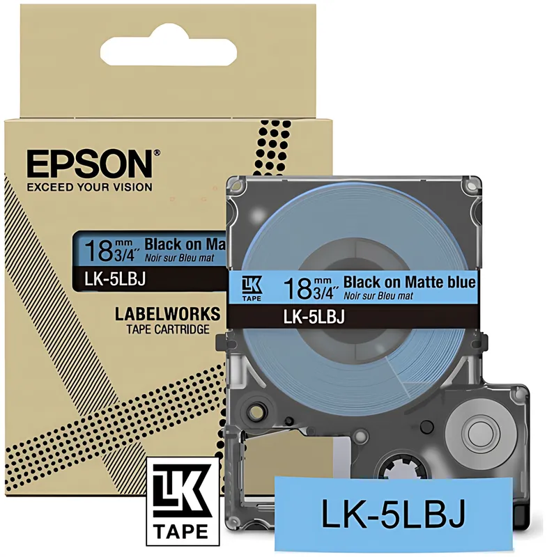 Epson C53S672081/LK-5LBJ DirectLabel-Etiketten schwarz auf blau matt 18mm x 8m