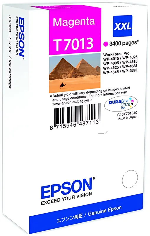Epson C13T70134010/T7013 Tintenpatrone magenta XXL, 3.400 Seiten ISO/IEC 24711 34.2ml