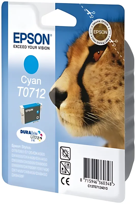 Epson C13T07124012/T0712 Tintenpatrone cyan, 345 Seiten ISO/IEC 19752 5,5ml
