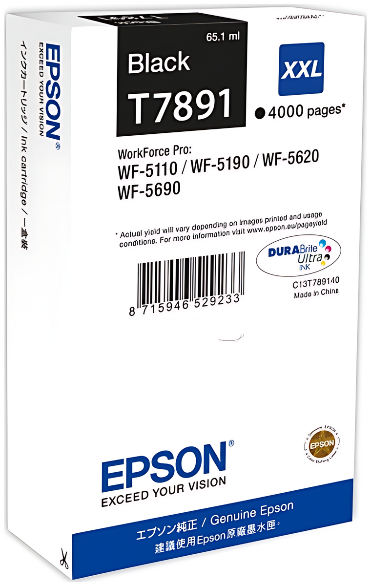 Epson C13T789140/T7891XXL Tintenpatrone schwarz extra High-Capacity XXL, 4.000 Seiten 65.1ml