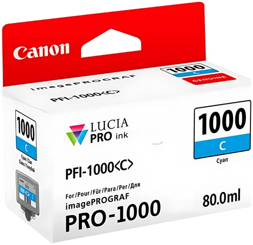 Canon 0547C001/PFI-1000C Tintenpatrone cyan, 5.025 Seiten 80ml
