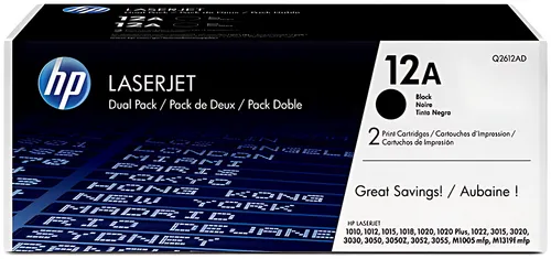 HP Q2612AD/12AD Tonerkartusche schwarz Doppelpack, 2x2.000 Seiten/5% VE=2