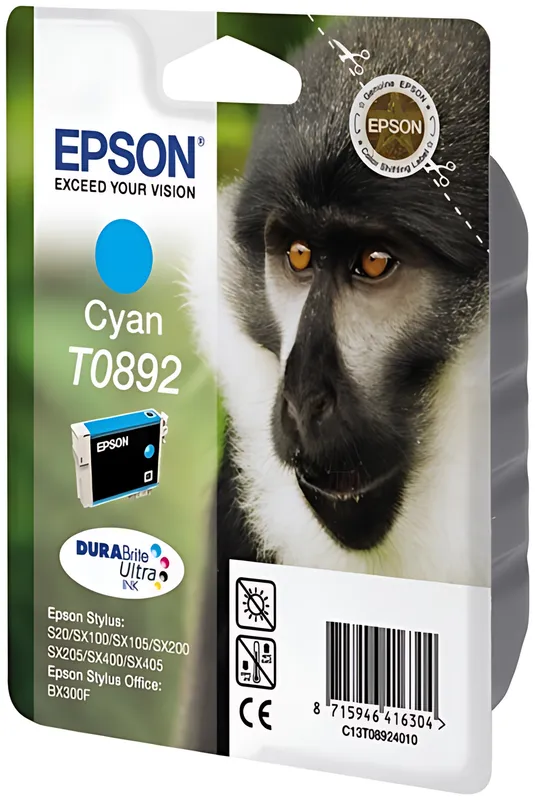 Epson C13T08924011/T0892 Tintenpatrone cyan, 170 Seiten ISO/IEC 24711 3.5ml