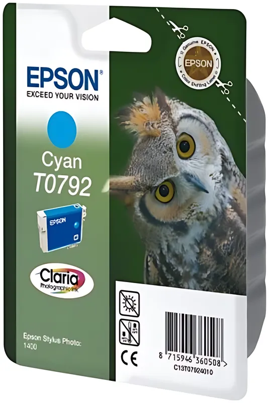 Epson C13T07924010/T0792 Tintenpatrone cyan, 1.345 Seiten ISO/IEC 24711 11ml