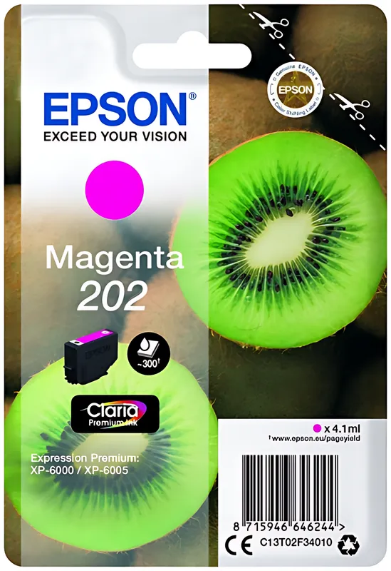 Epson C13T02F34010/202 Tintenpatrone magenta, 300 Seiten 4,1ml
