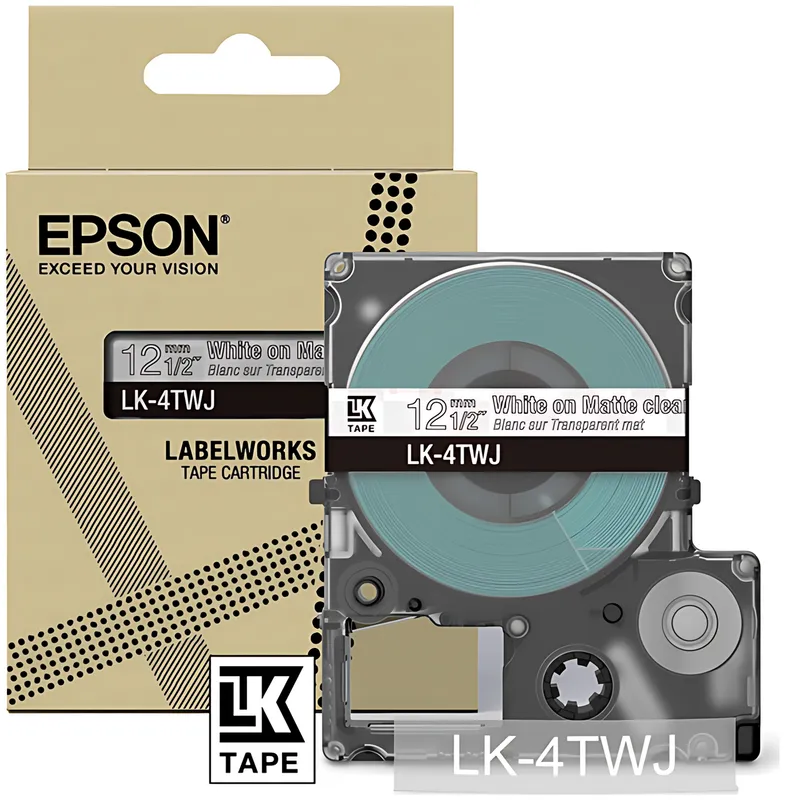 Epson C53S672068/LK-4TWJ DirectLabel-Etiketten weiss auf Transparent matt 12mm x 8m