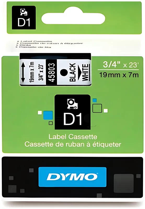 Dymo 45803/S0720830 DirectLabel-Etiketten schwarz auf weiss 19mm x 7m