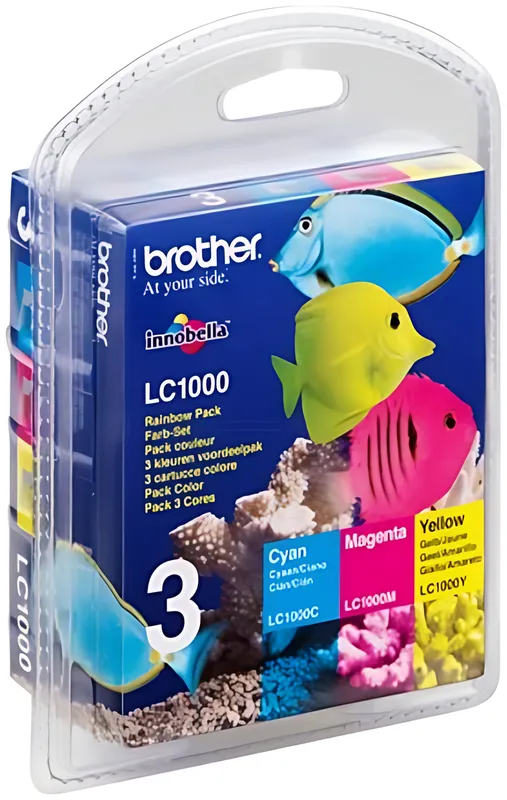 Brother LC-1000RBWBPDR Tintenpatrone MultiPack C,M,Y Blister, 3x400 Seiten 6.5ml VE=3