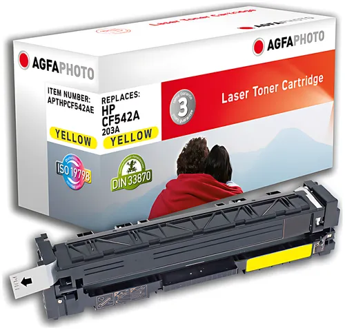 AgfaPhoto APTHPCF542AE Tonerkartusche gelb, 1.300 Seiten 35 Gramm (ersetzt HP 203A/CF542A)