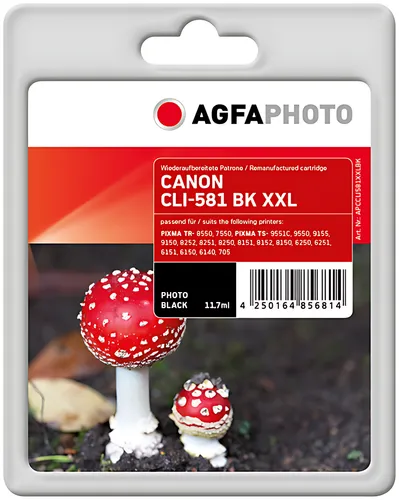 AgfaPhoto APCCLI581XXLBK Tintenpatrone schwarz, 795 Seiten 11ml (ersetzt Canon CLI-581BKXXL)