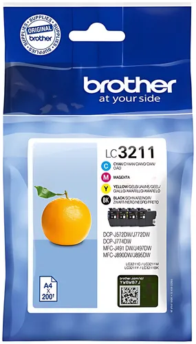 Brother LC-3211VAL Tintenpatrone MultiPack Bk,C,M,Y Blister, 4x200 Seiten ISO/IEC 19752 VE=4
