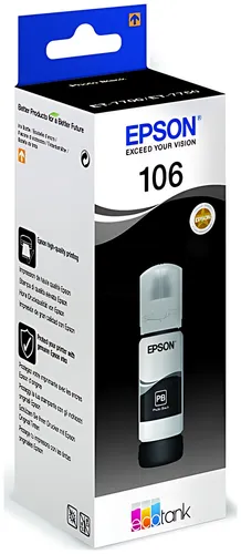 Epson C13T00R140/106 Tintenflasche schwarz foto, 5.000 Seiten 3400 Fotos 70ml