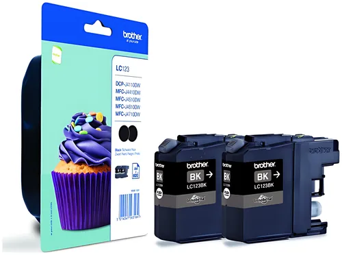 Brother LC-123BKBP2DR Tintenpatrone schwarz Doppelpack Blister, 2x600 Seiten ISO/IEC 24711 VE=2