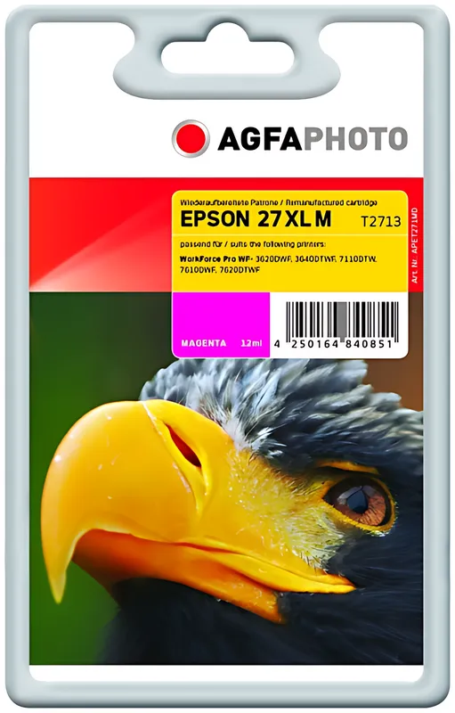 AgfaPhoto APET271MD Tintenpatrone magenta, 1.100 Seiten 12ml (ersetzt Epson 27XL)