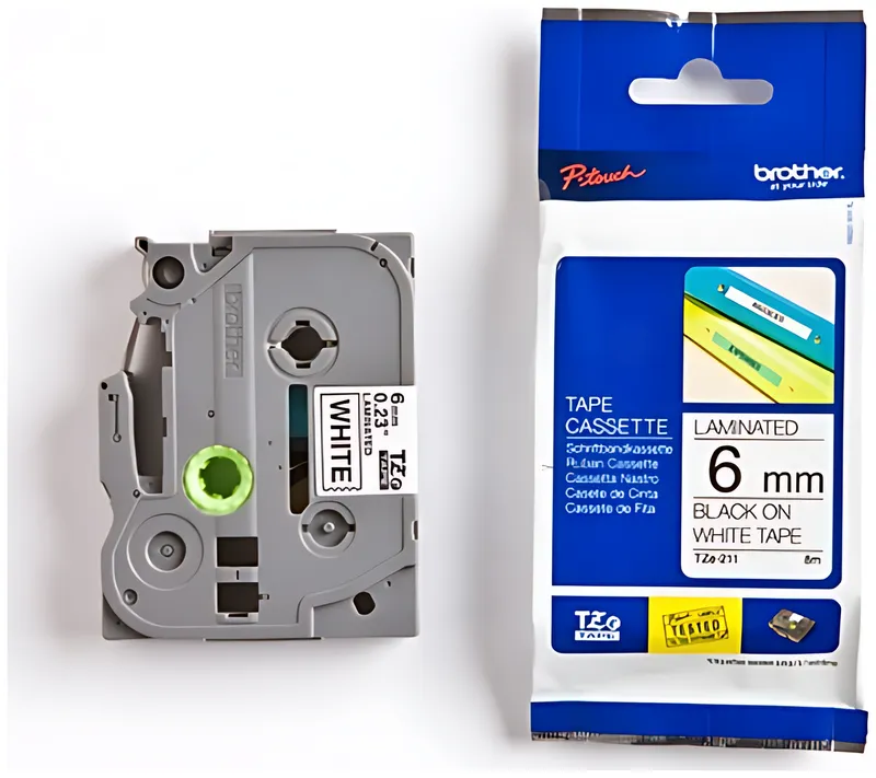 Brother TZE-211 DirectLabel schwarz auf weiss Laminat 6mm x 8m