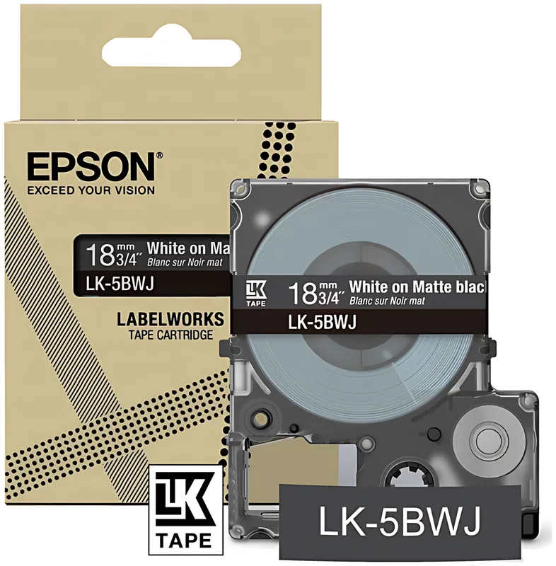 Epson C53S672083/LK-5BWJ DirectLabel-Etiketten weiss auf schwarz matt 18mm x 8m
