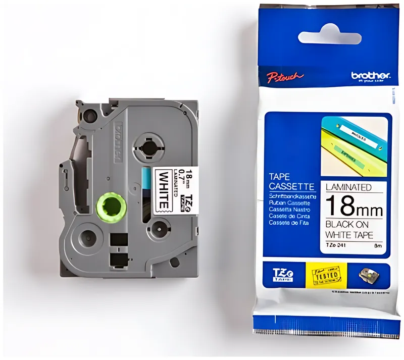 Brother TZE-241 DirectLabel schwarz auf weiss Laminat 18mm x 8m