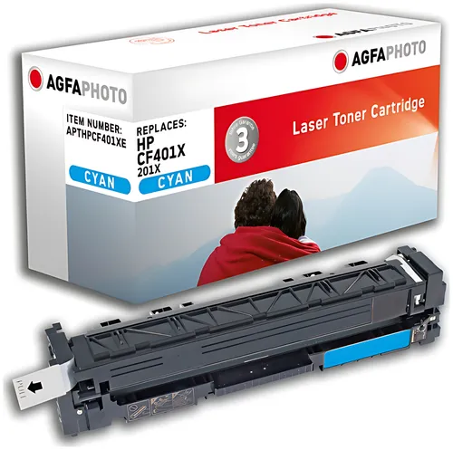 AgfaPhoto APTHPCF401XE Tonerkartusche cyan, 2.300 Seiten 50 Gramm (ersetzt HP 201X/CF401X)