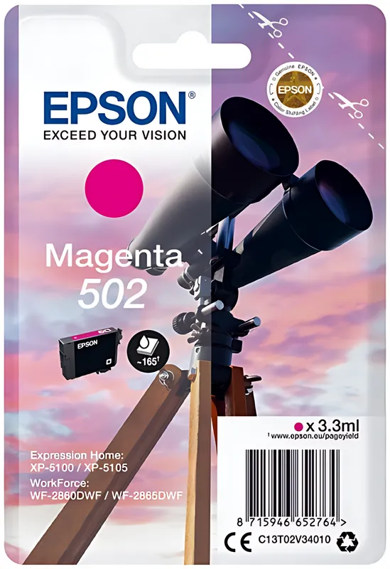 Epson C13T02V34010/502 Tintenpatrone magenta, 160 Seiten 3,3ml